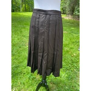 Vintage Rene Pontier Couture 100% Wool Pleated Long Skirt 12 80's Uniform